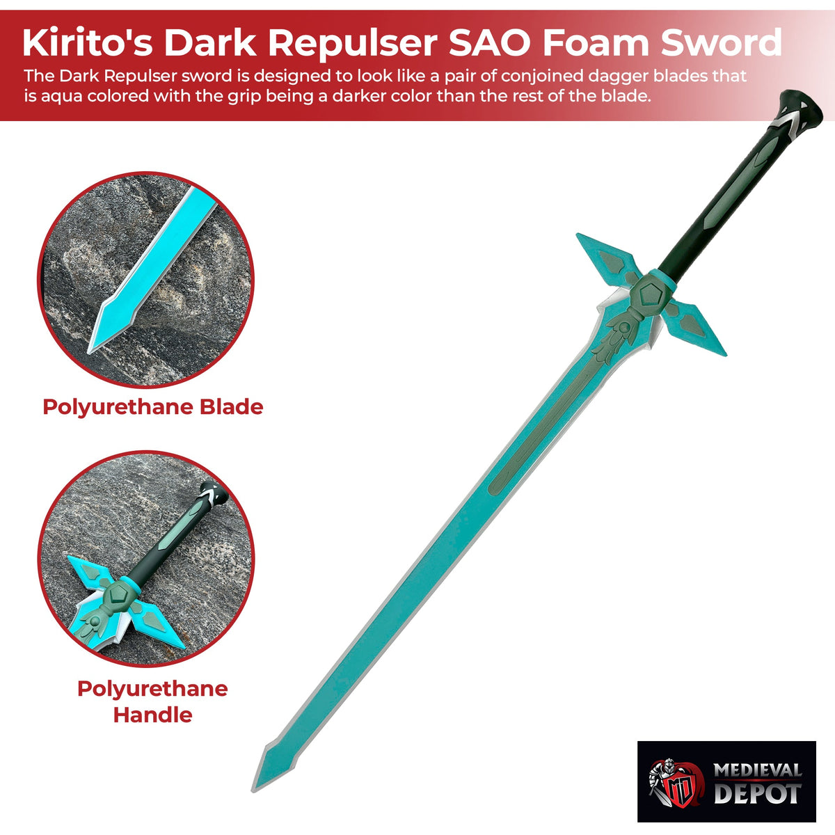 Kirito's Dark Repulser SAO Foam Cosplay Sword swords - Tophatter Daily Deals