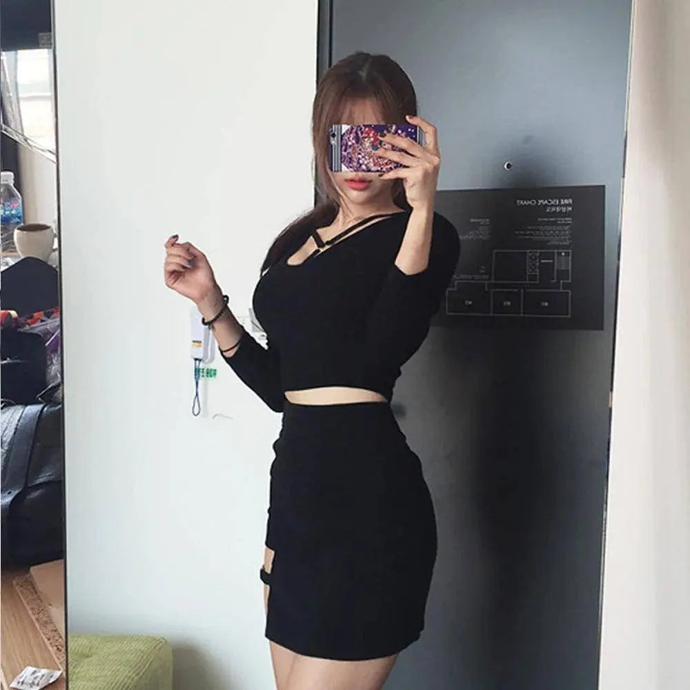 KLV Women Summer Harajuku Sexy Irregular High Waist Bandage Skirt Female Black Gothic Mini Bodycon Short Skirt Slim Clubwear - Tophatter Daily Deals