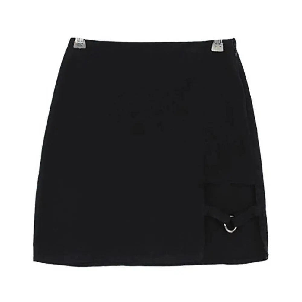 KLV Women Summer Harajuku Sexy Irregular High Waist Bandage Skirt Female Black Gothic Mini Bodycon Short Skirt Slim Clubwear - Tophatter Daily Deals