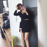 KLV Women Summer Harajuku Sexy Irregular High Waist Bandage Skirt Female Black Gothic Mini Bodycon Short Skirt Slim Clubwear - Tophatter Daily Deals