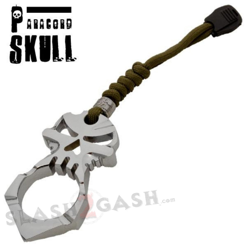 One Finger Skull Knuckle Paracord Self Defense Keychain - Silver Silver SD-KeyChain - Tophatter Daily Deals
