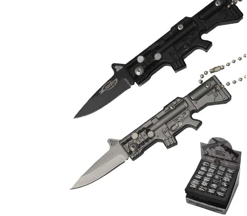 MACHINE GUN RIFLE 4 INCH FOLDING KNIFE W BALL CHAIN - Tophatter Daily Deals
