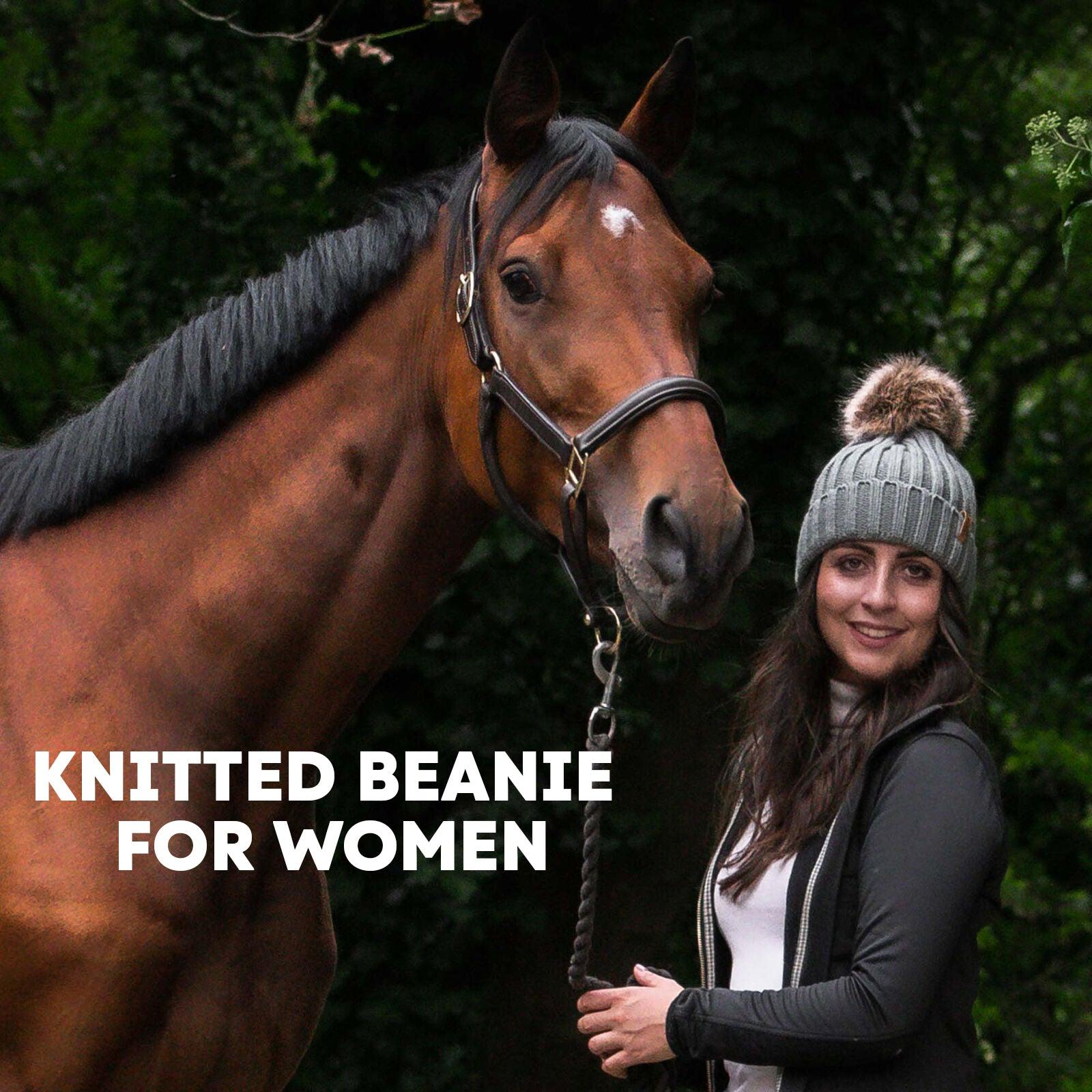 Womens Beanie Hats UK - Ladies Womens Winter Knitted Beanie Ski Hat Detachable Faux Fur Bobble Pom Pom Clothing - Tophatter Daily Deals