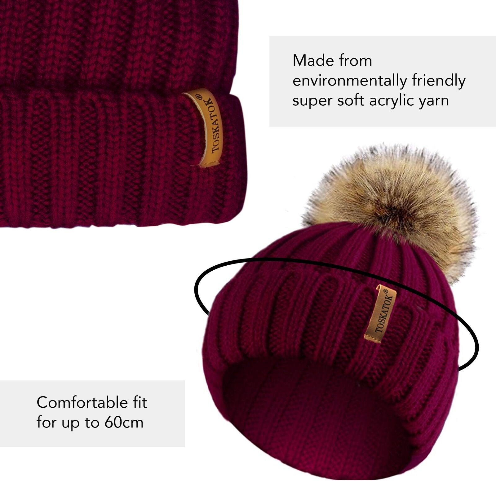 Womens Beanie Hats UK - Ladies Womens Winter Knitted Beanie Ski Hat Detachable Faux Fur Bobble Pom Pom Clothing - Tophatter Daily Deals