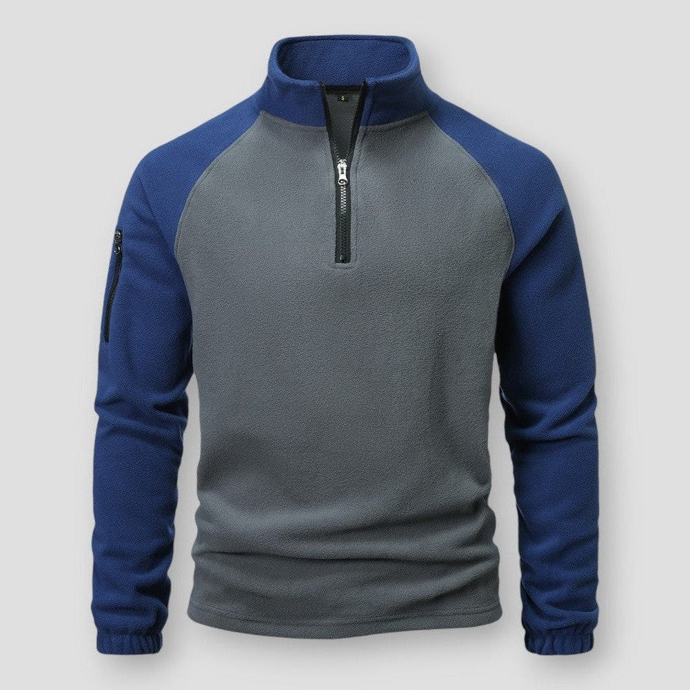 Warm Classic Men's Fleece Pullover - Half Zip, Midweight Blue - Tophatter Daily Deals