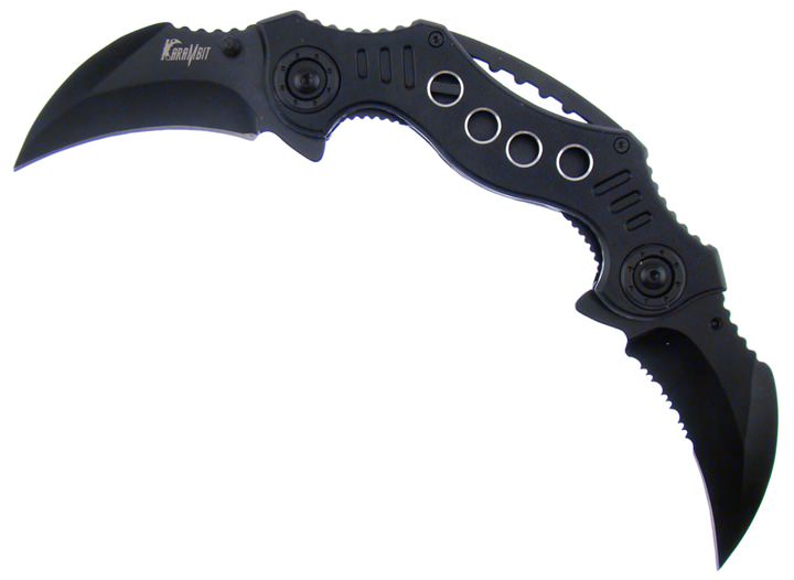 Double Trouble Dual Blade Karambit Assisted Open Knife - Black Collectible Weapons - Tophatter Daily Deals