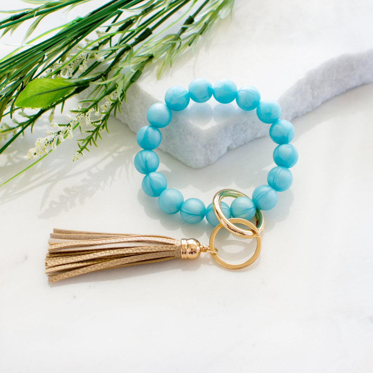 Silicone Key Ring Bracelet Aqua Bracelets - Tophatter Daily Deals