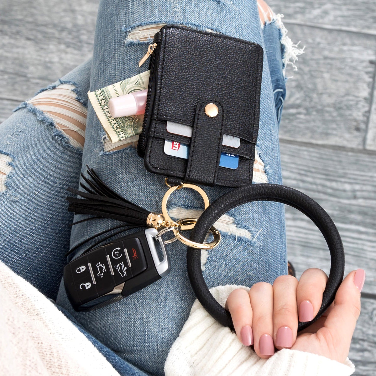 Key Ring ID Wallet Zip Bracelet Handbags & Wallets - Tophatter Daily Deals