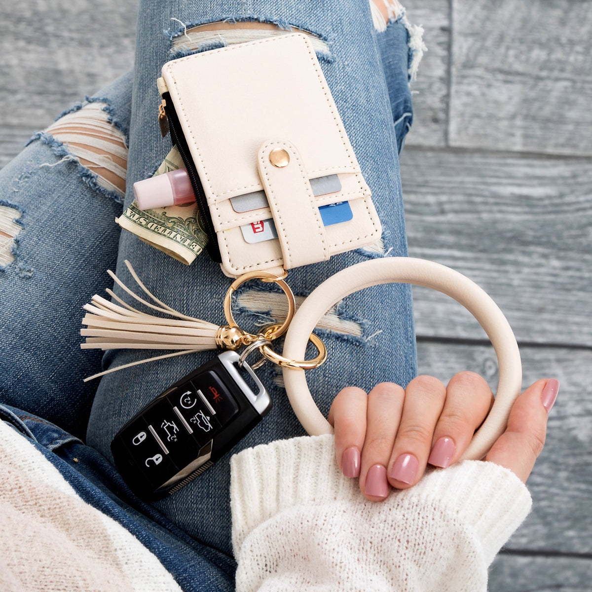 Key Ring ID Wallet Zip Bracelet Handbags & Wallets - Tophatter Daily Deals
