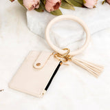 Key Ring ID Wallet Zip Bracelet Cream Handbags & Wallets - Tophatter Daily Deals