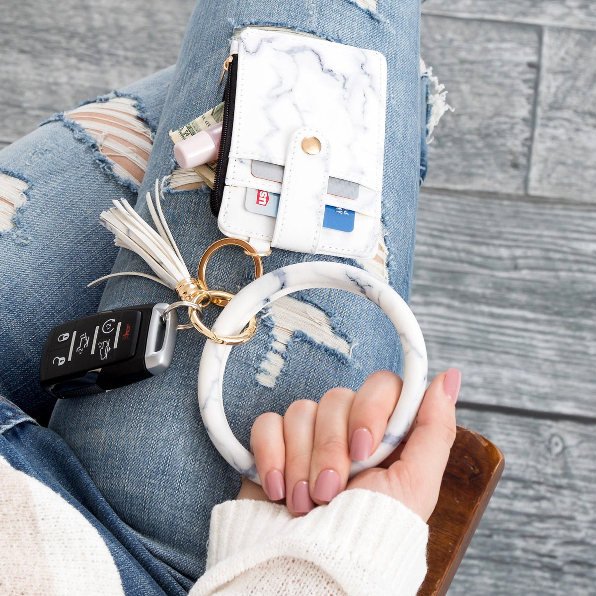 Key Ring ID Wallet Zip Bracelet Handbags & Wallets - Tophatter Daily Deals