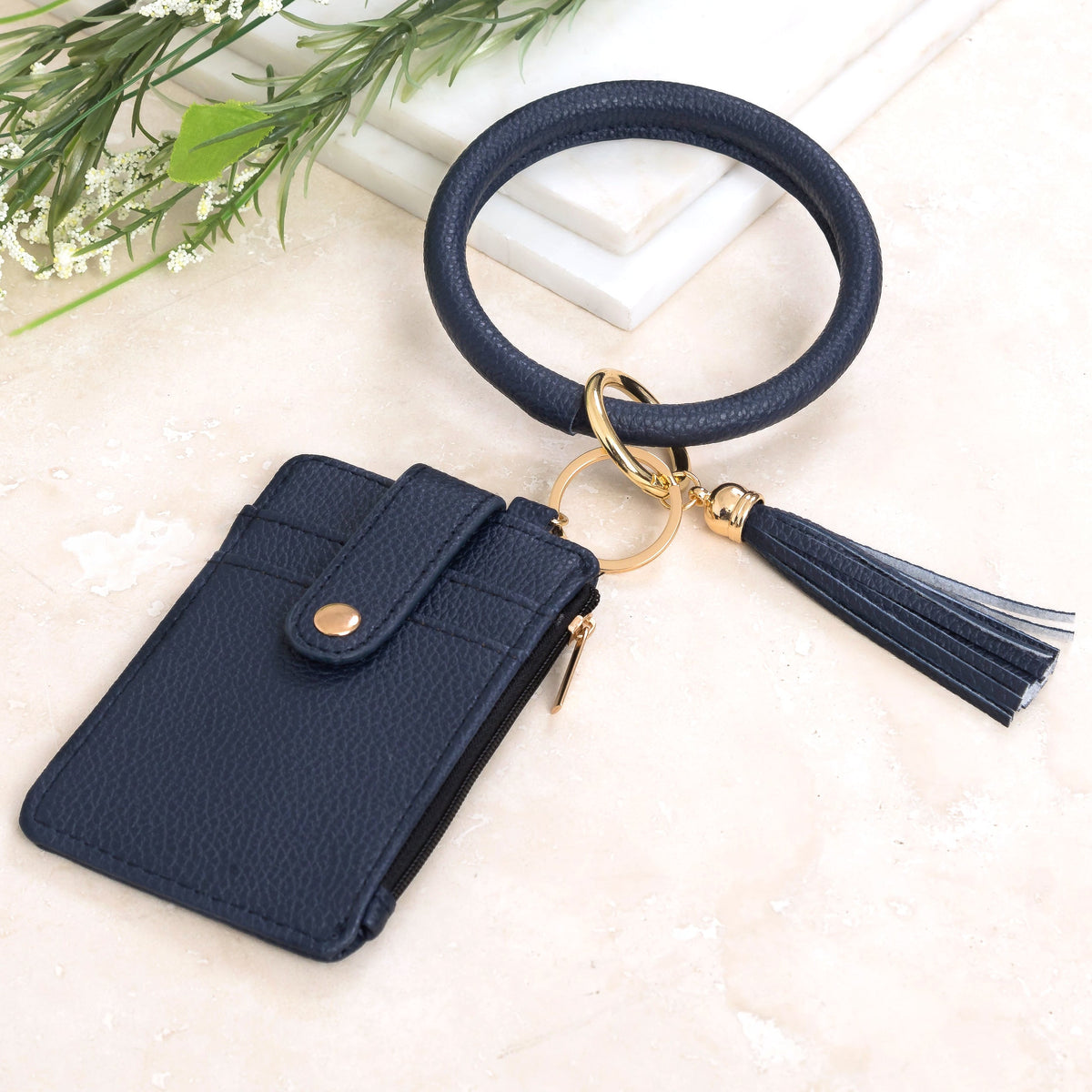 Key Ring ID Wallet Zip Bracelet Navy Handbags & Wallets - Tophatter Daily Deals