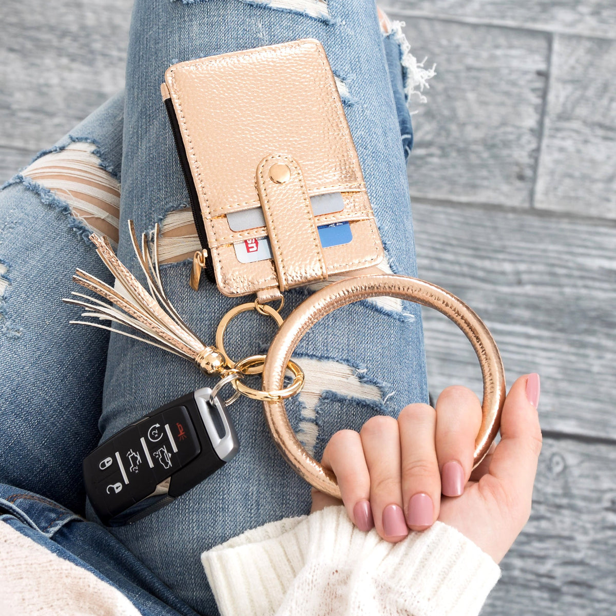 Key Ring ID Wallet Zip Bracelet Handbags & Wallets - Tophatter Daily Deals