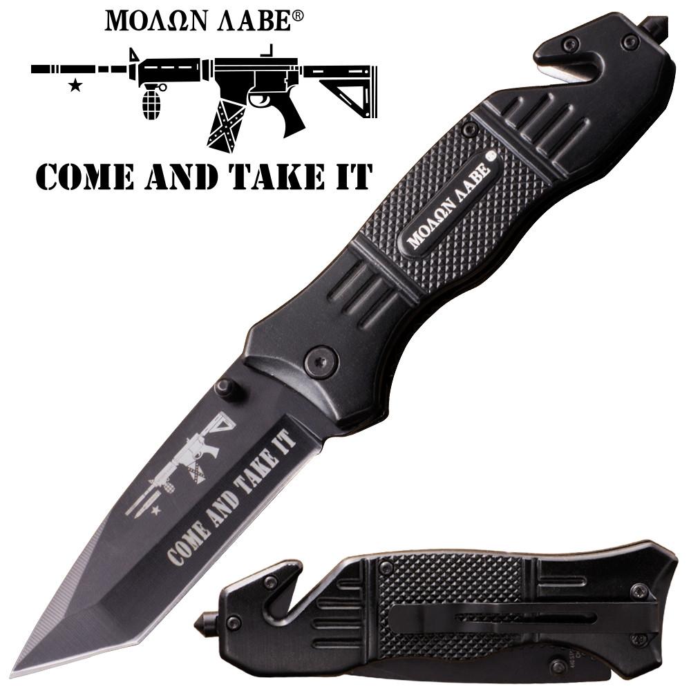 Come and Take It Spring Assisted Pocket Knife Black - Tanto MOA Knife-Assist - Tophatter Daily Deals