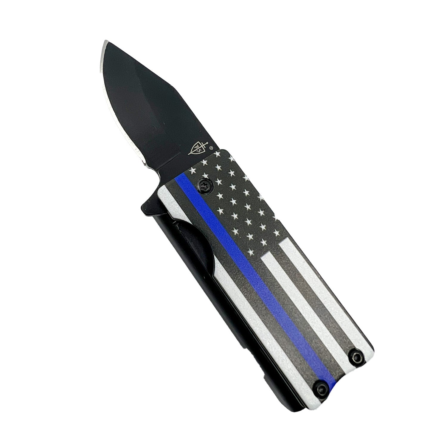 Lighter Holder and Spring Assisted Pocket Knife Blue US Flag - Tophatter Daily Deals