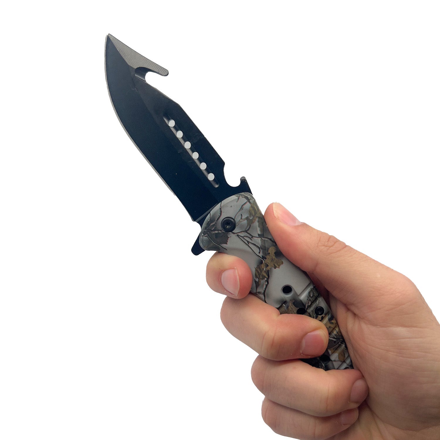 8.75" Camo Spring Assisted Knife w/ ABS Handle Knife - Tophatter Daily Deals