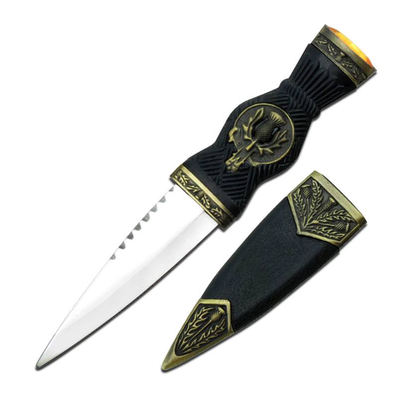 7 Inch Overall Medieval Dagger Scottish Thistle Sgian Dubh Collectible Weapons - Tophatter Daily Deals