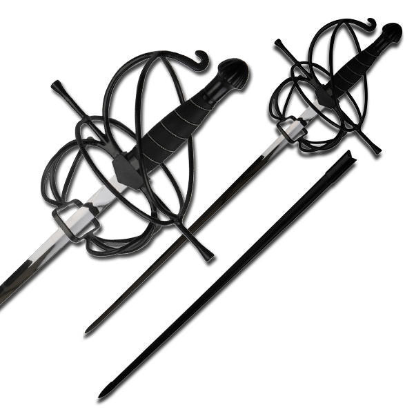 Dark Espada Renaissance Black Wire Hilt Rapier - TOPHATTER'S ARMORY DEALS Collectible Weapons - Tophatter Daily Deals