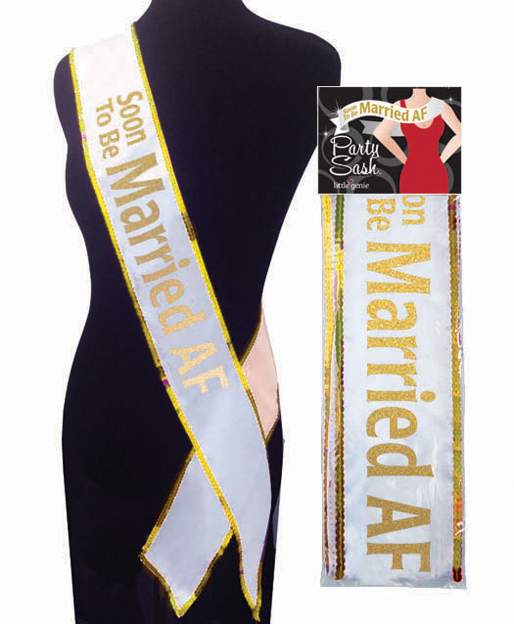 Bridal Sash for Bride to Be - Soon to Be Married AF White Sash > Novelties > Party Supplies - Tophatter Daily Deals