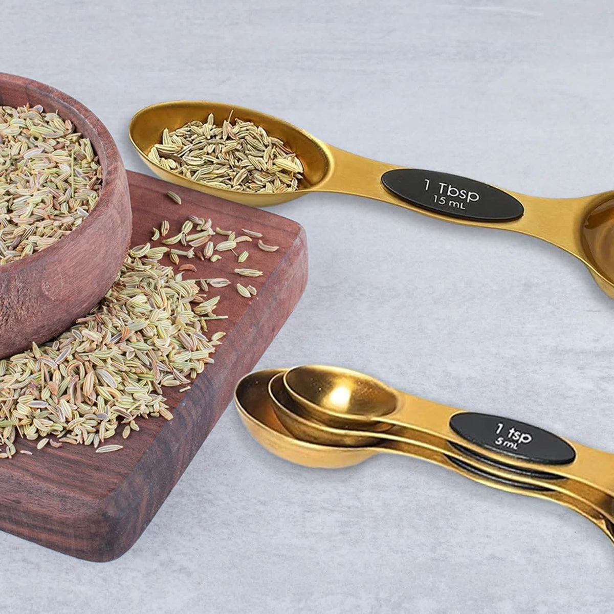 8-Piece: Double Sided Stackable Copper Magnetic Measuring Spoons Set with Leveler Kitchen Tools & Gadgets - Tophatter Daily Deals