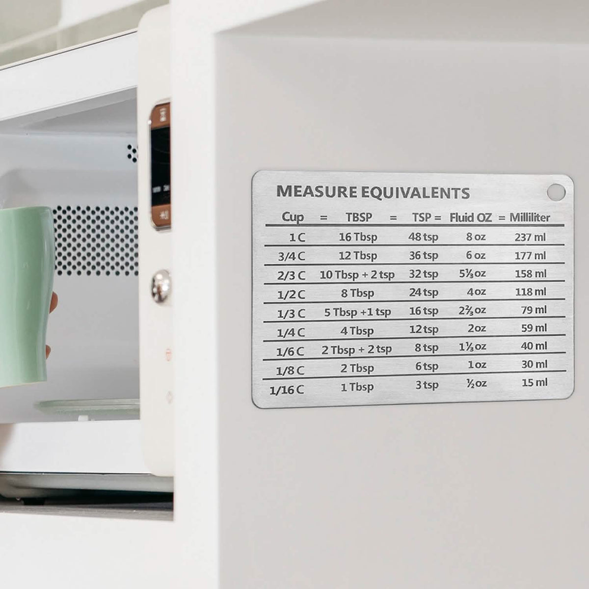 Stainless Steel Measurement Conversion Chart With Strong Magnet For Cups, Tablespoons, Teaspoons, Fluid Oz And Milliliters Conversions Kitchen Tools & Gadgets - Tophatter Daily Deals
