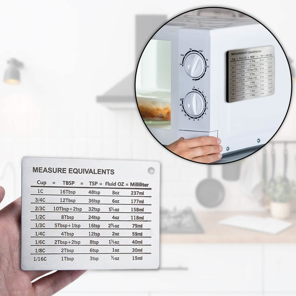 Stainless Steel Measurement Conversion Chart With Strong Magnet For Cups, Tablespoons, Teaspoons, Fluid Oz And Milliliters Conversions Kitchen Tools & Gadgets - Tophatter Daily Deals