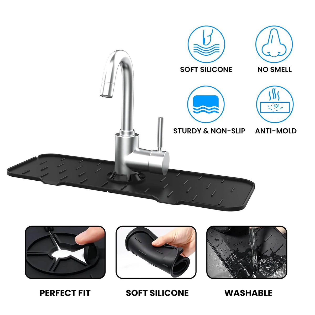 Silicone Kitchen Sink Faucet Splash Guard and Drip Catcher Tray Kitchen Tools & Gadgets - Tophatter Daily Deals