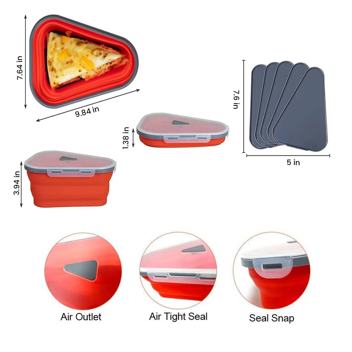 Collapsible Adjustable Reusable Pizza Storage Container with 5 Microwavable Serving Trays Kitchen Storage - Tophatter Daily Deals
