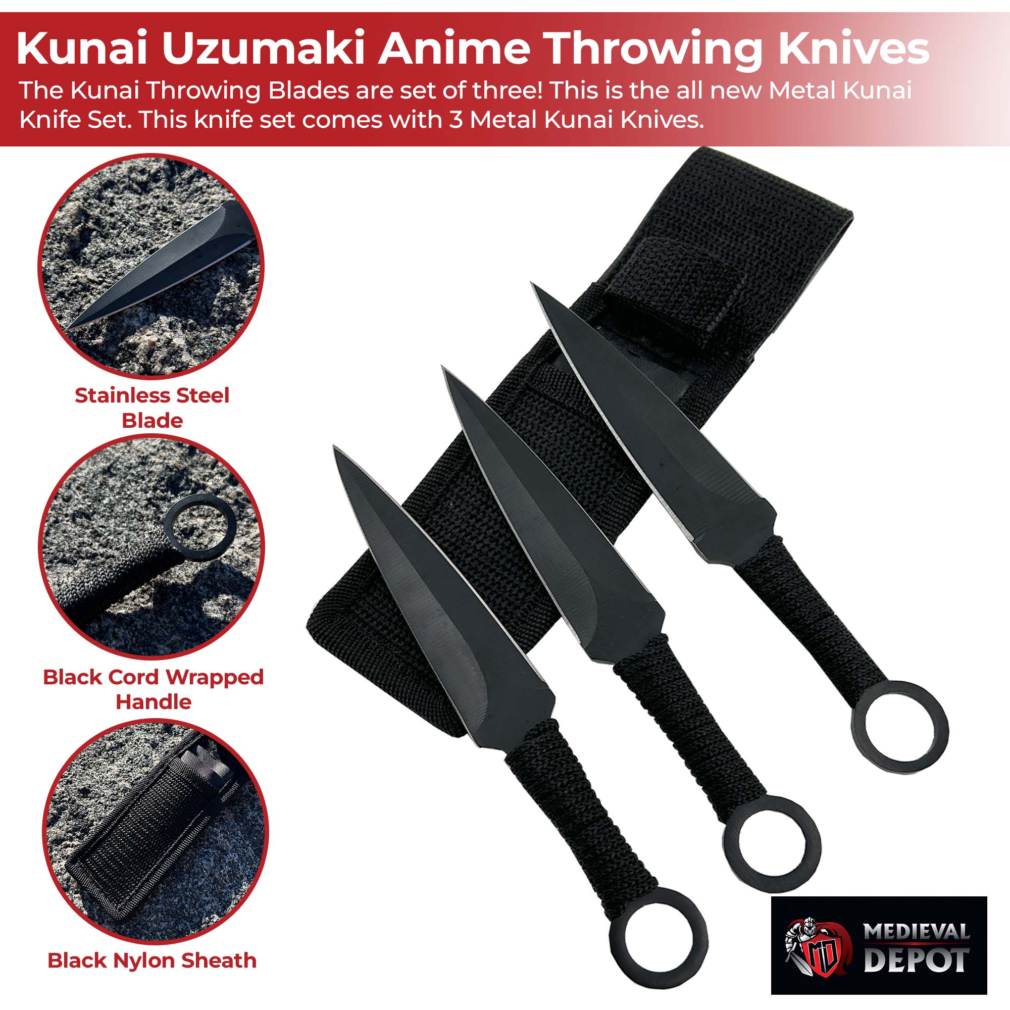 Kunai Uzumaki Anime Manga Throwing Knives knives - Tophatter Daily Deals