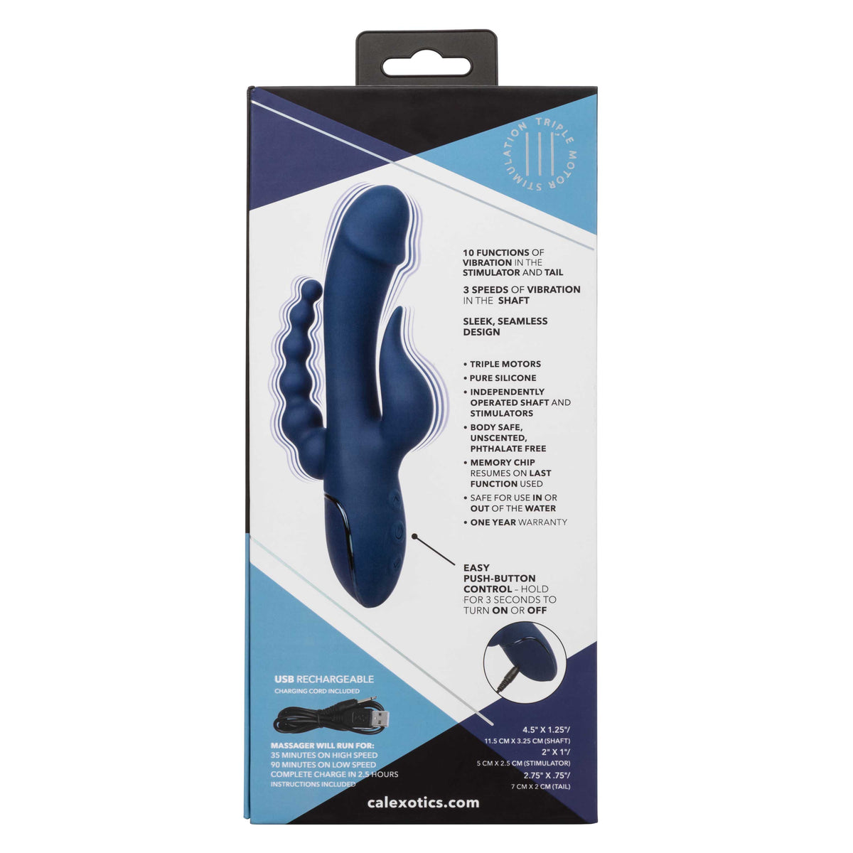 III Triple Orgasm (Blue) – Triple Action Silicone Massager with Vibrating Shaft and Beaded Tail > Vibrators > Ladies > Rabbit Multi - Tophatter Daily Deals