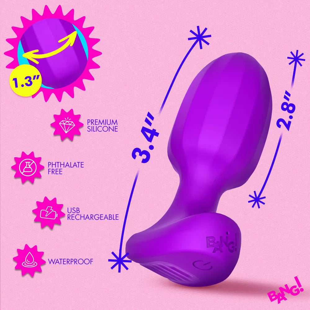 Bang! Ribbed Vibrating Silicone Butt Plug – Rechargeable Anal Vibrator > Anal Range > Vibrating Butt Plugs - Tophatter Daily Deals