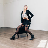 Kixies Lois With Back Seam Thigh Highs (Black) – Sheer Stockings > Clothes > Hosiery > Stockings - Tophatter Daily Deals