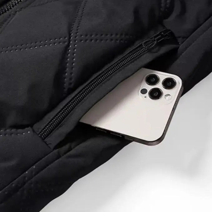 Windproof Men’s Jacket - Quilted Bomber Fleece Lined Hiking - Tophatter Daily Deals