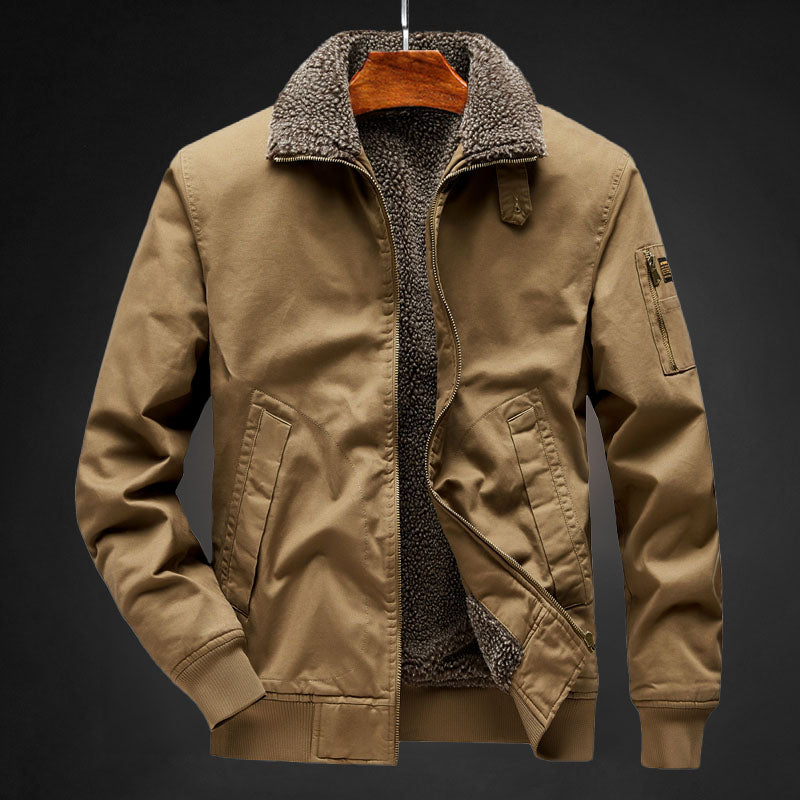 Insulating Men's Bomber Jacket - Sherpa Lined, For Winter Khaki - Tophatter Daily Deals
