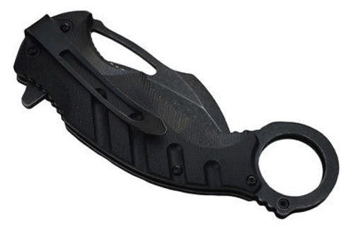Karambit Claw Spring Assisted Folding Knife Stonewash Serr - Black G10 Knife-Assist - Tophatter Daily Deals