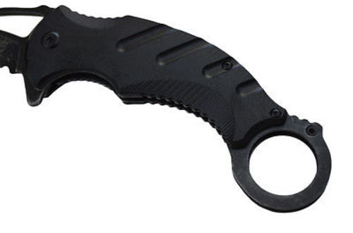 Karambit Claw Spring Assisted Folding Knife Stonewash Serr - Black G10 Knife-Assist - Tophatter Daily Deals
