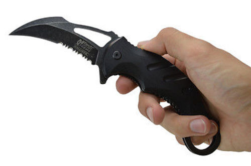 Karambit Claw Spring Assisted Folding Knife Stonewash Serr - Black G10 Knife-Assist - Tophatter Daily Deals