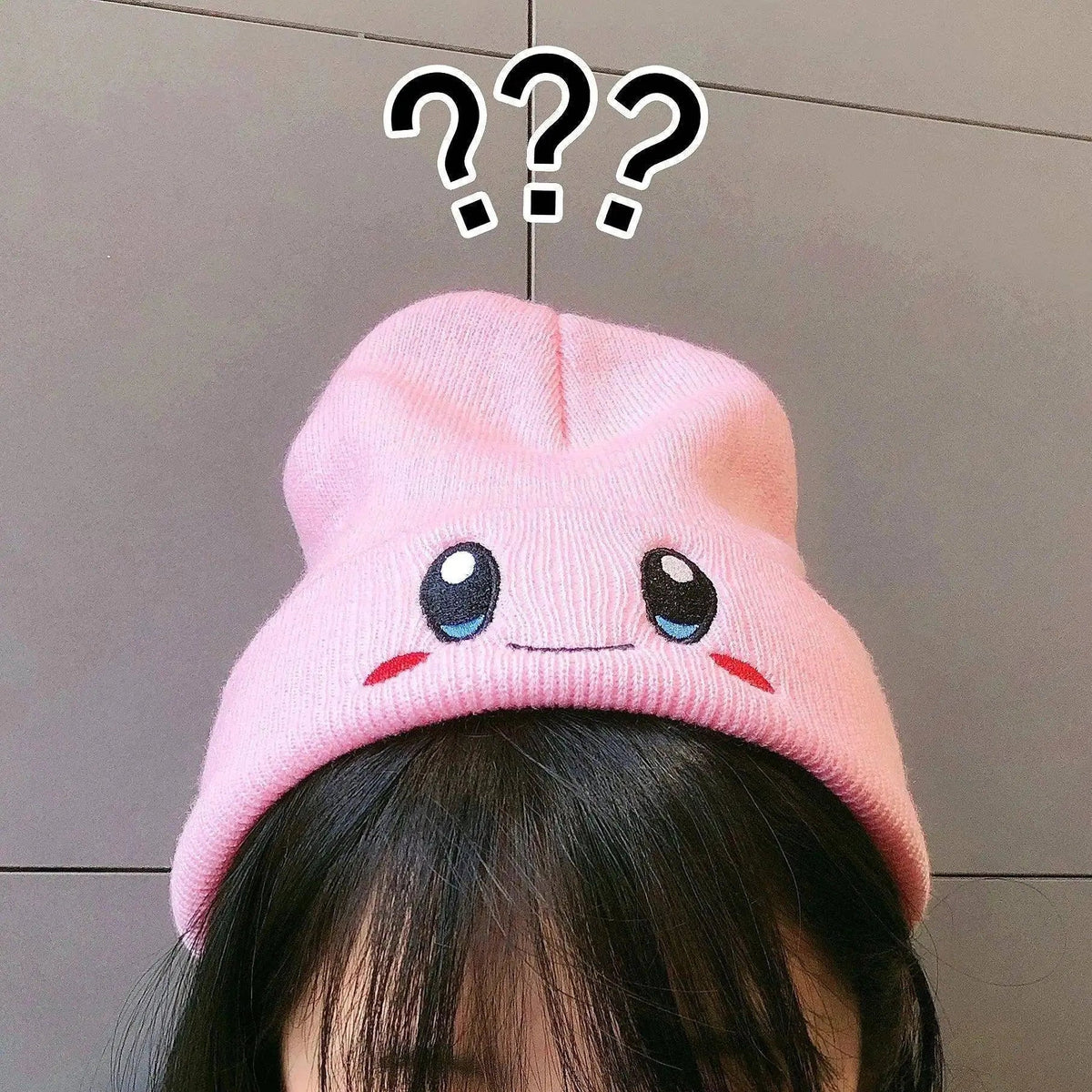 Kawaii Kirby Knitted Hat Anime Cartoon Unisex Smiley Eyes Embroidery Winter Hat Knit Bonnet Fashion Boy Girl Gift Toys - Tophatter Daily Deals