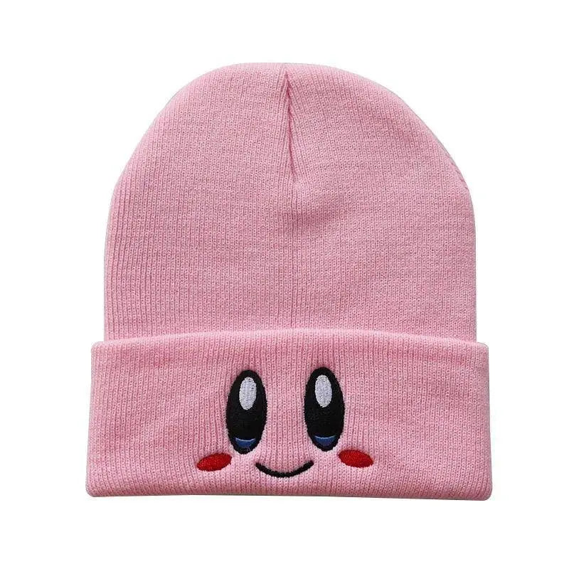 Kawaii Kirby Knitted Hat Anime Cartoon Unisex Smiley Eyes Embroidery Winter Hat Knit Bonnet Fashion Boy Girl Gift Toys pink - Tophatter Daily Deals