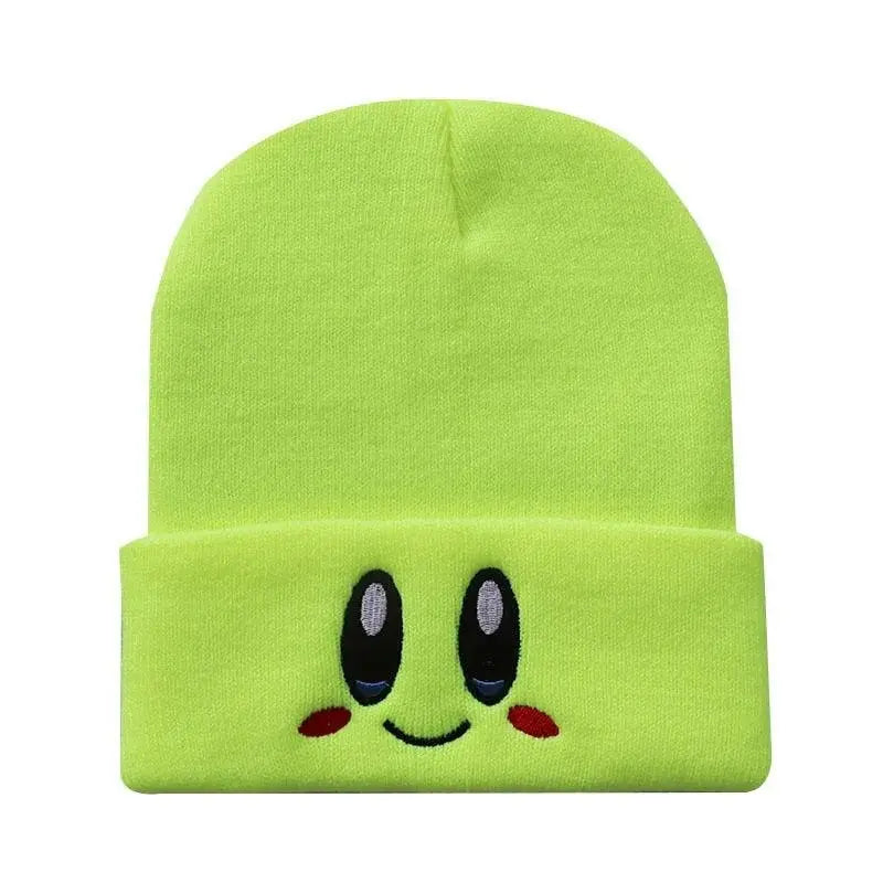 Kawaii Kirby Knitted Hat Anime Cartoon Unisex Smiley Eyes Embroidery Winter Hat Knit Bonnet Fashion Boy Girl Gift Toys cyan - Tophatter Daily Deals