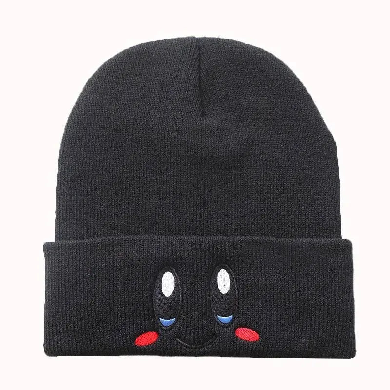 Kawaii Kirby Knitted Hat Anime Cartoon Unisex Smiley Eyes Embroidery Winter Hat Knit Bonnet Fashion Boy Girl Gift Toys black - Tophatter Daily Deals