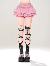 Kawaii Mini Skirt Black Pink Women's Skirt Fairycore Lolita Ruffle Pleated Skirt Cute Miniskirt Y2k Clothes Safety Short 2025 - Tophatter Daily Deals