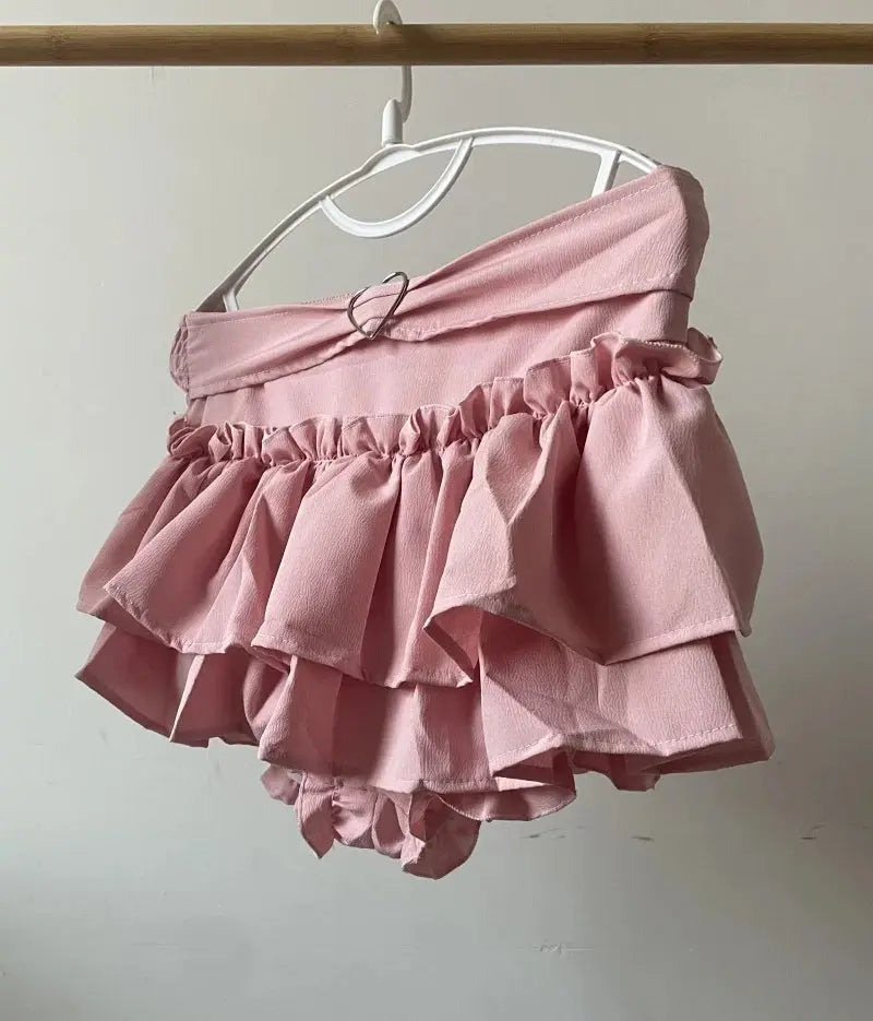 Kawaii Mini Skirt Black Pink Women's Skirt Fairycore Lolita Ruffle Pleated Skirt Cute Miniskirt Y2k Clothes Safety Short 2025 - Tophatter Daily Deals