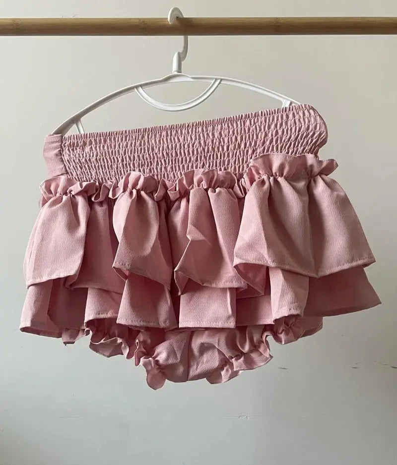 Kawaii Mini Skirt Black Pink Women's Skirt Fairycore Lolita Ruffle Pleated Skirt Cute Miniskirt Y2k Clothes Safety Short 2025 - Tophatter Daily Deals