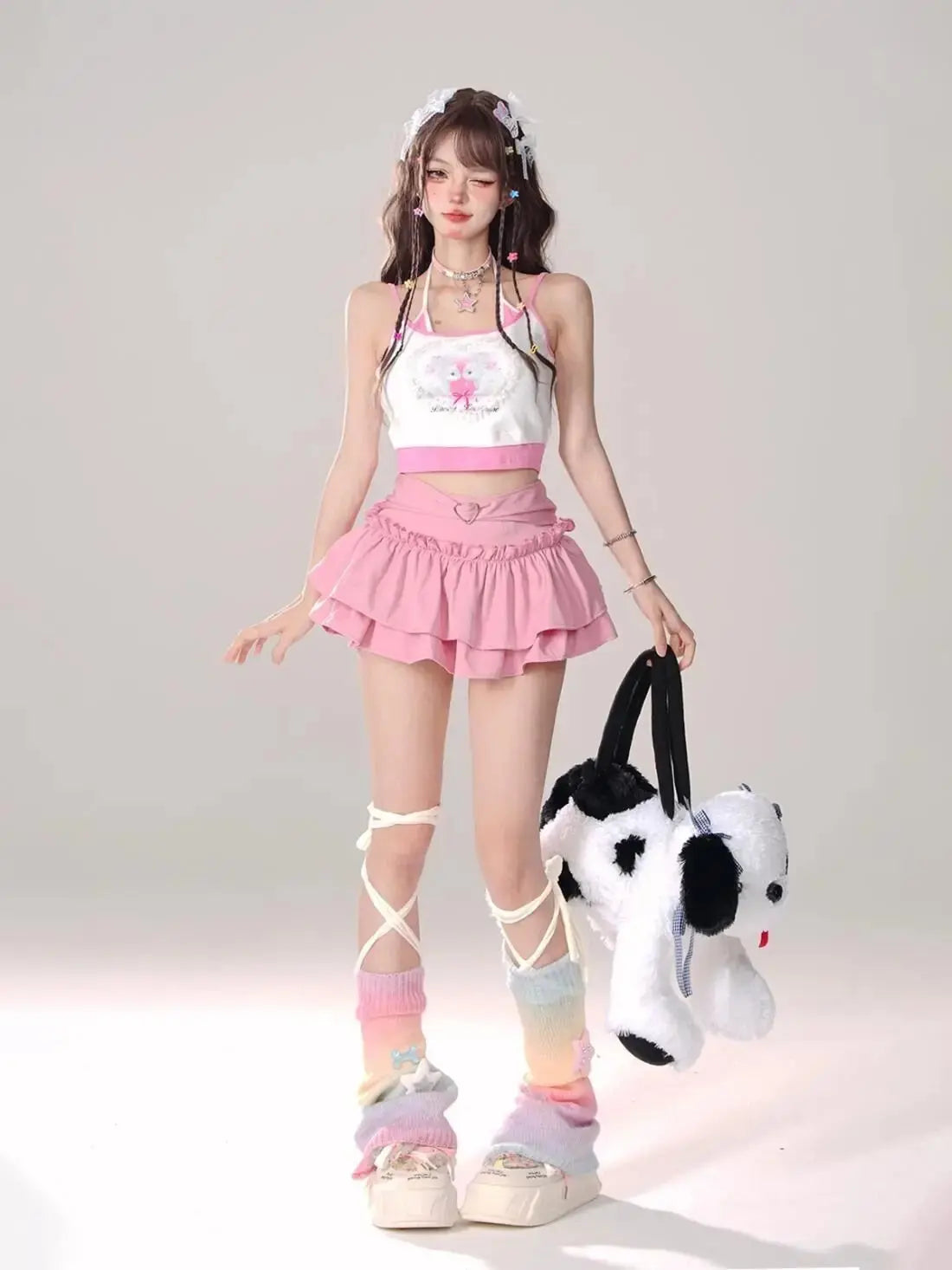 Kawaii Mini Skirt Black Pink Women's Skirt Fairycore Lolita Ruffle Pleated Skirt Cute Miniskirt Y2k Clothes Safety Short 2025 - Tophatter Daily Deals
