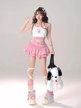 Kawaii Mini Skirt Black Pink Women's Skirt Fairycore Lolita Ruffle Pleated Skirt Cute Miniskirt Y2k Clothes Safety Short 2025 - Tophatter Daily Deals
