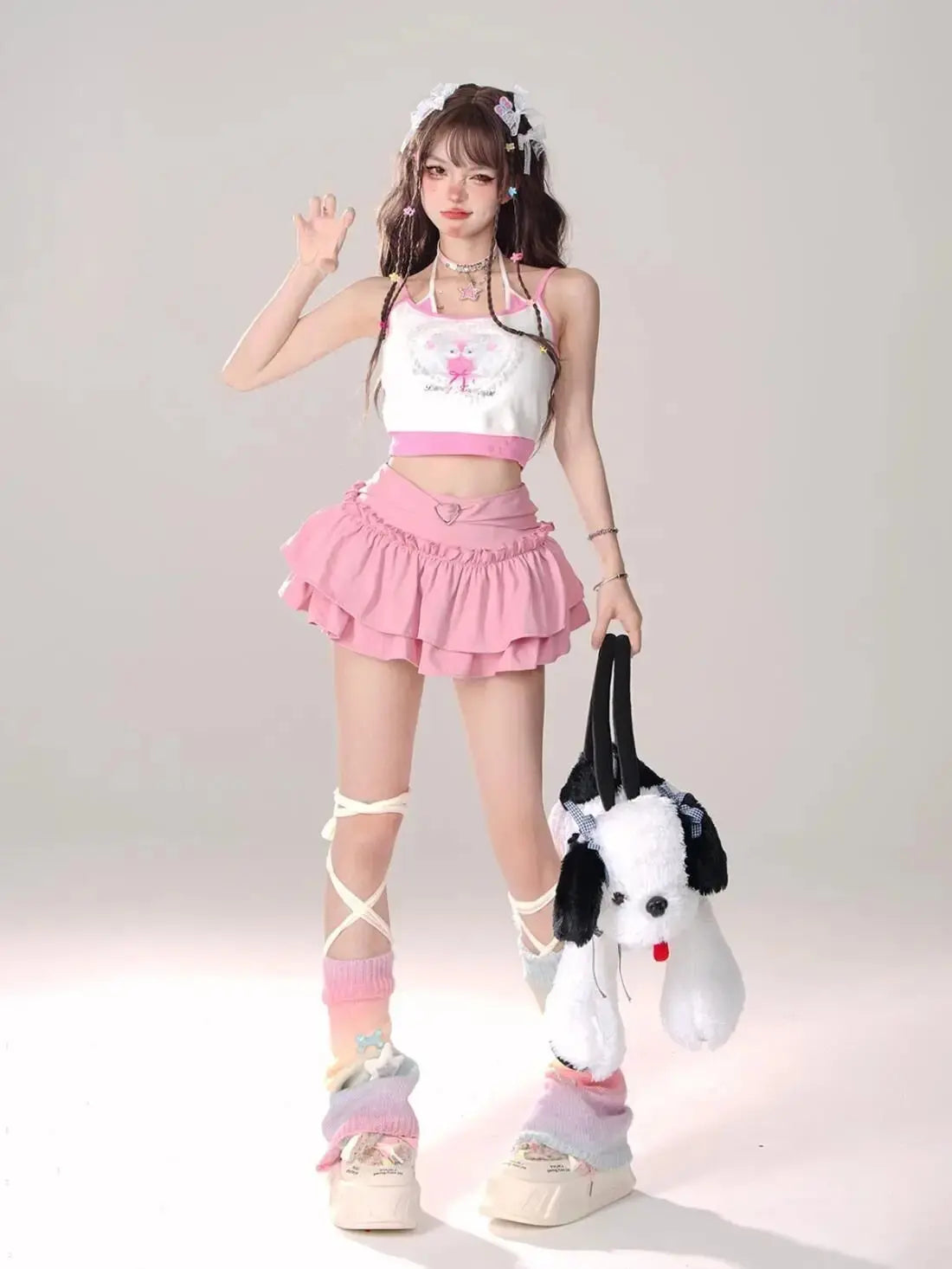 Kawaii Mini Skirt Black Pink Women's Skirt Fairycore Lolita Ruffle Pleated Skirt Cute Miniskirt Y2k Clothes Safety Short 2025 - Tophatter Daily Deals