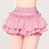 Kawaii Mini Skirt Black Pink Women's Skirt Fairycore Lolita Ruffle Pleated Skirt Cute Miniskirt Y2k Clothes Safety Short 2025 Pink - Tophatter Daily Deals