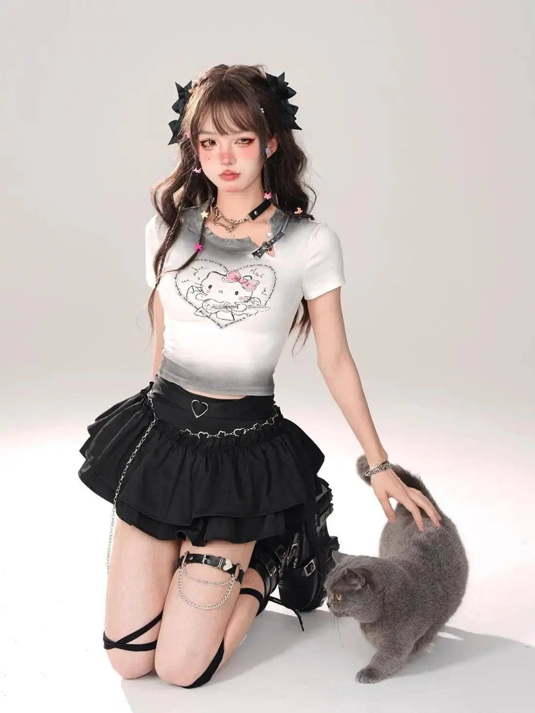 Kawaii Mini Skirt Black Pink Women's Skirt Fairycore Lolita Ruffle Pleated Skirt Cute Miniskirt Y2k Clothes Safety Short 2025 - Tophatter Daily Deals