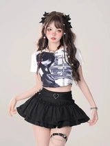 Kawaii Mini Skirt Black Pink Women's Skirt Fairycore Lolita Ruffle Pleated Skirt Cute Miniskirt Y2k Clothes Safety Short 2025 - Tophatter Daily Deals